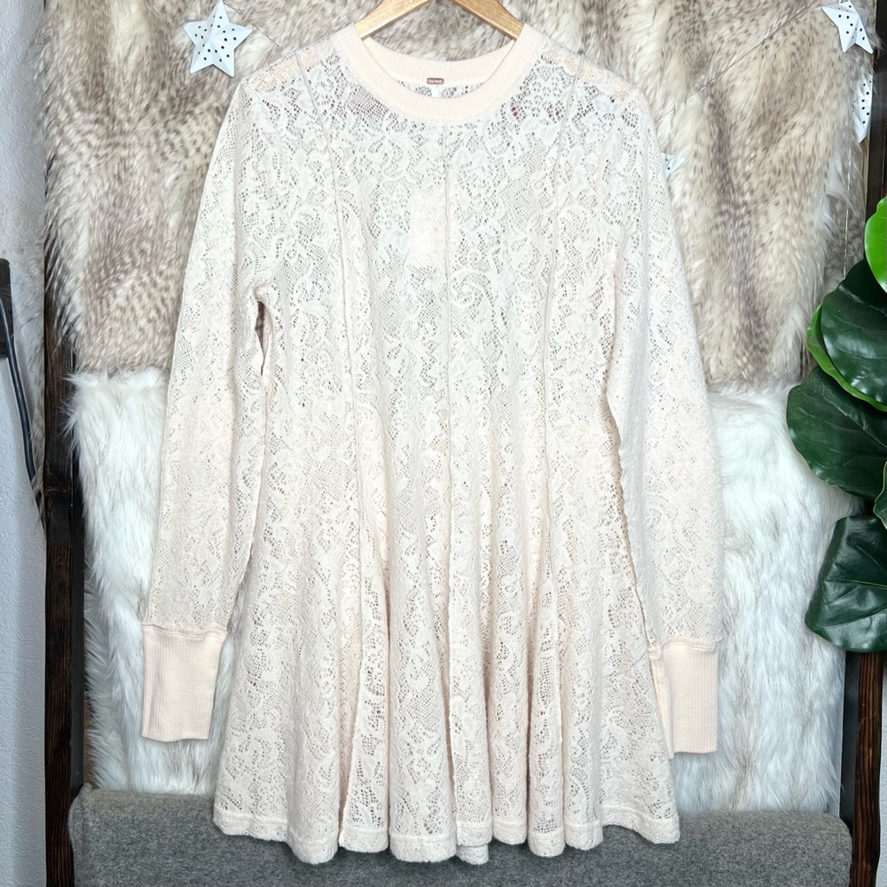 Free People Lace Chamoix Long Sleeve Dress